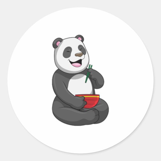 Panda met Bowl Ramen Ronde Sticker (Voorkant)