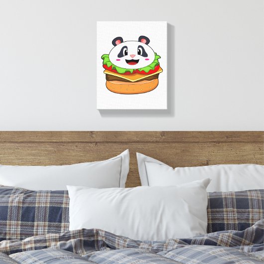 Panda met Burger Canvas Afdruk (Insitu (Slaapkamer))