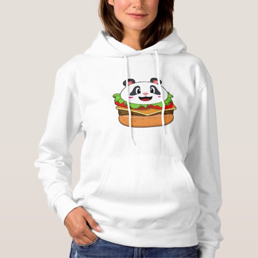 Panda met Burger Hoodie (Voorkant)