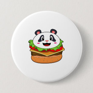Panda met Burger Ronde Button 7,6 Cm