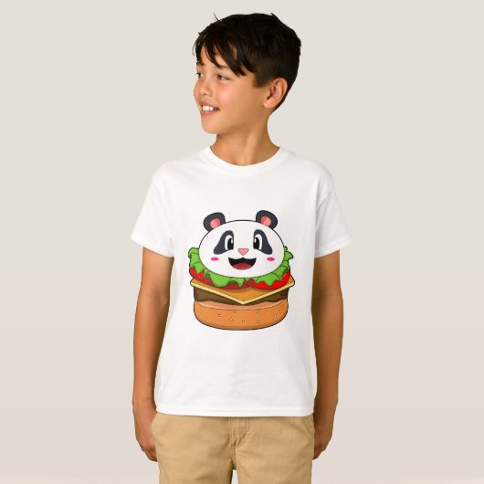 Panda met Burger T-shirt (Voorkant volledig)