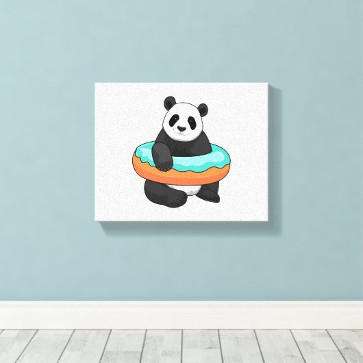 Panda met Donut Canvas Afdruk (Insitu (Houten vloer))