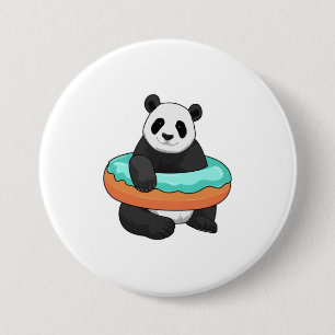 Panda met Donut Ronde Button 7,6 Cm