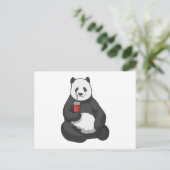 Panda met drankje briefkaart (Staand voorkant)