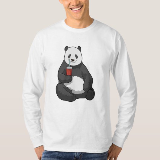 Panda met Drink T-shirt (Voorkant)