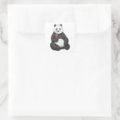 Panda met Drink Vierkante Sticker (Tas)
