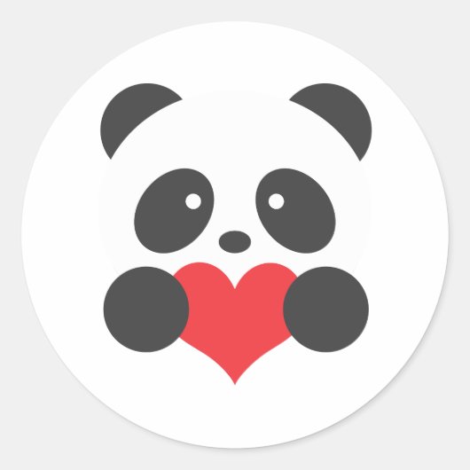 Panda met een hartsticker ronde sticker (Voorkant)