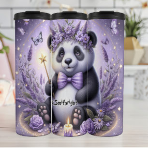 Panda met een kroon van bloemen thermosbeker