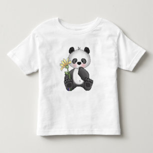 Panda met gele bloem kinder shirts