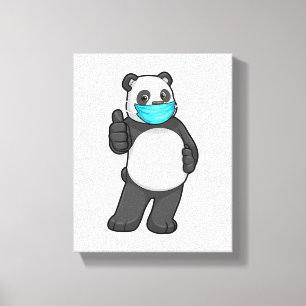 Panda met gezichtsmasker canvas afdruk