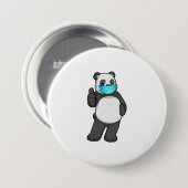 Panda met gezichtsmasker ronde button 7,6 cm (Voorkant /achterkant)