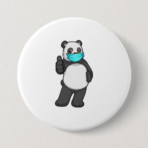 Panda met gezichtsmasker ronde button 7,6 cm