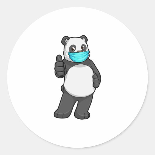 Panda met gezichtsmasker ronde sticker (Voorkant)