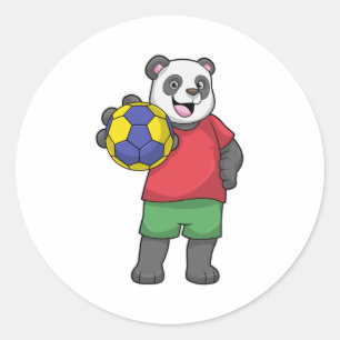 Panda met Handbalsport Ronde Sticker