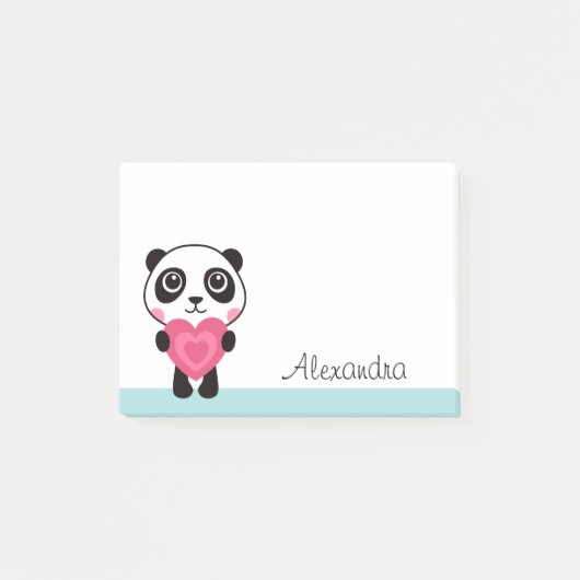 Panda met hartgepersonaliseerde naam post-it® notes (Voorkant)
