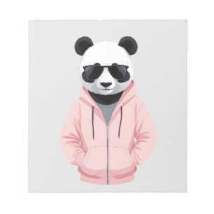 Panda met hoodie Grappig Cool Dier karakter Notitieblok