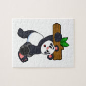 Panda met hout op sterktetraining legpuzzel (Horizontaal)