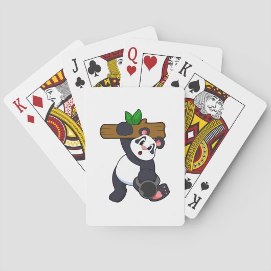 Panda met hout op sterktetraining pokerkaarten (Achterkant)