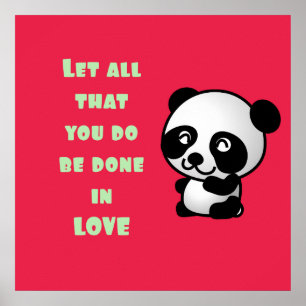 Panda met Inspirerend liefdescitaat Poster