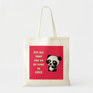 Panda met Inspirerend liefdescitaat Tote Bag