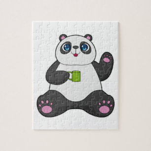 Panda met koffie-mok legpuzzel