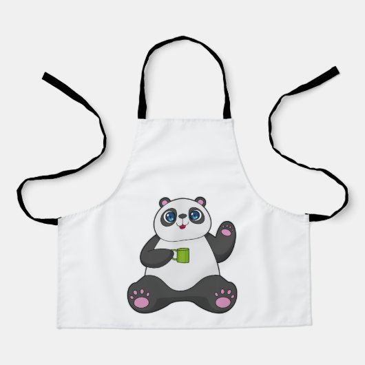 Panda met koffie-mok schort (Voorkant)