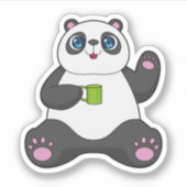 Panda met koffie-mok sticker (Voorkant)