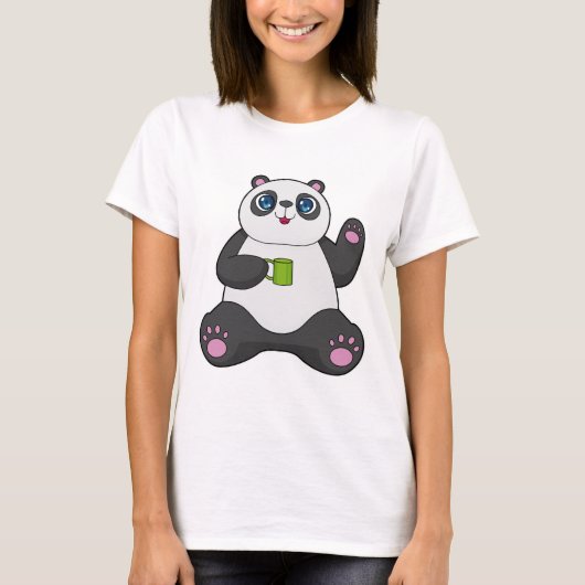 Panda met koffie-mok t-shirt (Voorkant)