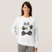 Panda met koffie-mok t-shirt (Voorkant volledig)