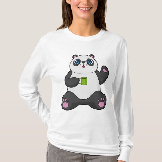 Panda met koffie-mok t-shirt (Voorkant)