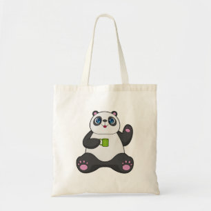 Panda met koffie-mok tote bag