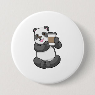 Panda met koffie om te gaan ronde button 7,6 cm