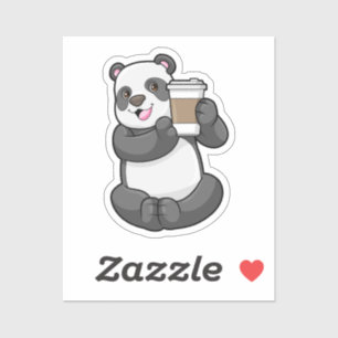 Panda met koffie om te gaan sticker