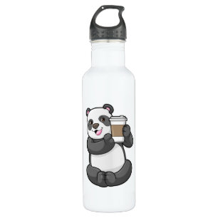 Panda met koffie om te gaan waterfles
