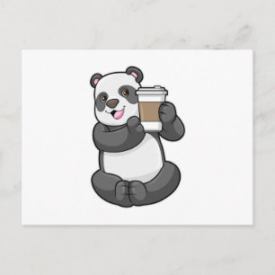 Panda met koffie om weg te gaan briefkaart