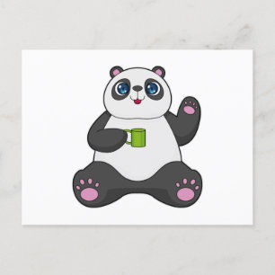 Panda met koffiemok briefkaart
