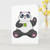 Panda met koffiemok kaart (Gele Bloem)