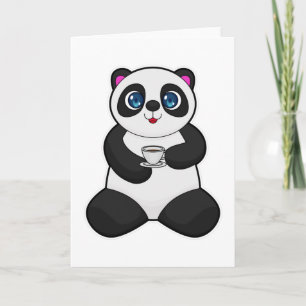 Panda met kopje koffie kaart