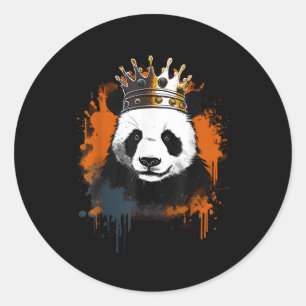 Panda met kroon ronde sticker