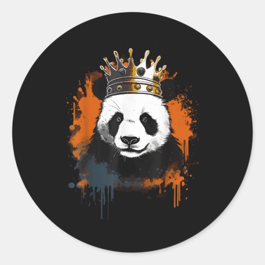 Panda met kroon ronde sticker (Voorkant)