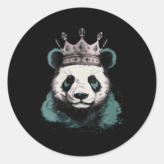 Panda met kroon ronde sticker (Voorkant)