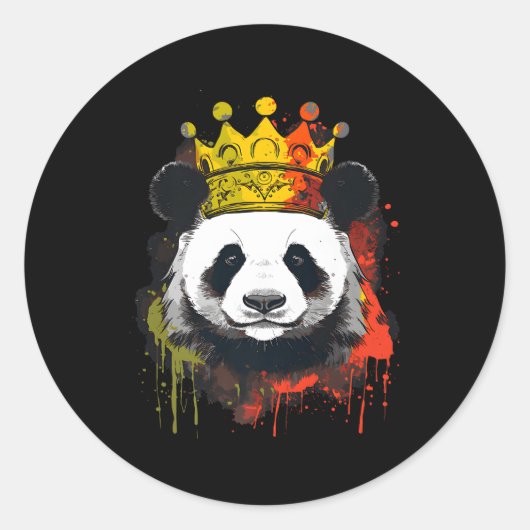 Panda met kroon ronde sticker (Voorkant)