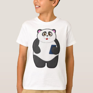 Panda met mobiele telefoon t-shirt