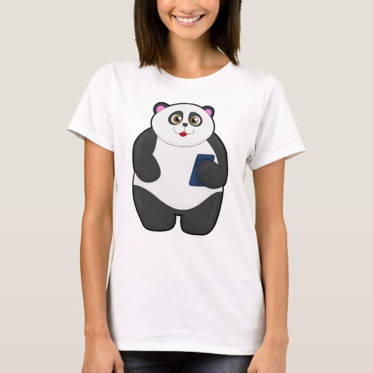 Panda met mobiele telefoon t-shirt (Voorkant)