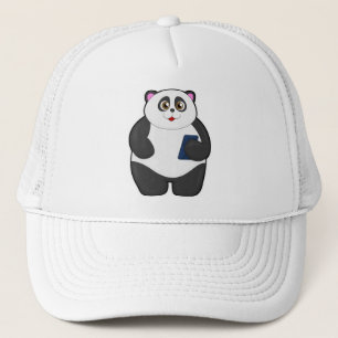 Panda met mobiele telefoon trucker pet