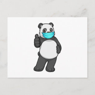 Panda met mondkapje briefkaart