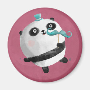 Panda met Mustaches Magneet