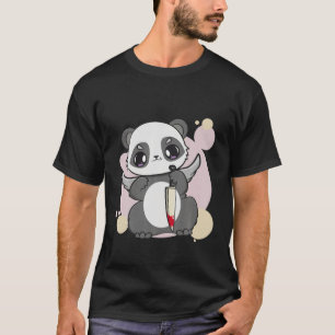 Panda met Paarse ogen Speelgoed Knife Kawaii Beer T-shirt