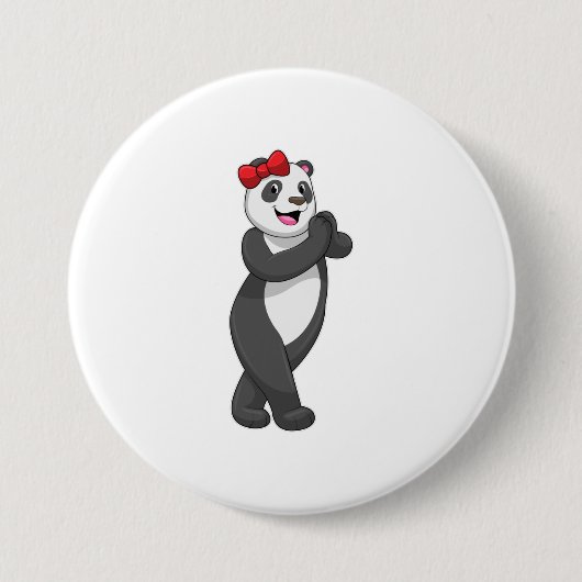 Panda met Ribbon Ronde Button 7,6 Cm (Voorkant)