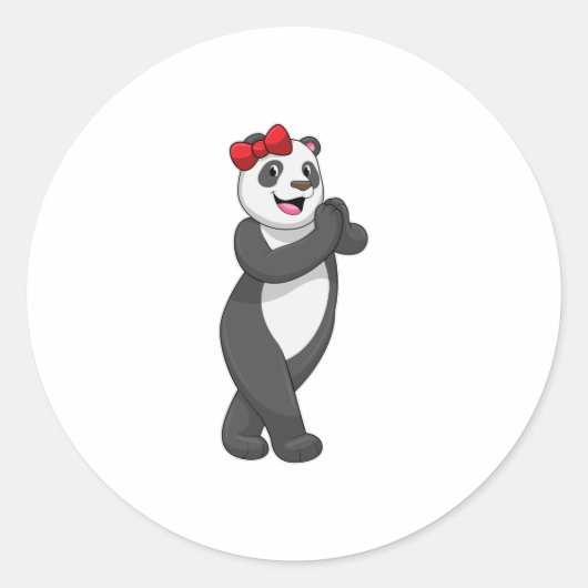 Panda met Ribbon Ronde Sticker (Voorkant)